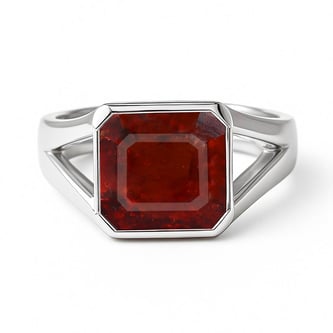 Traditional 925 Sterling Silver Hessonite Gomed Ring for Men