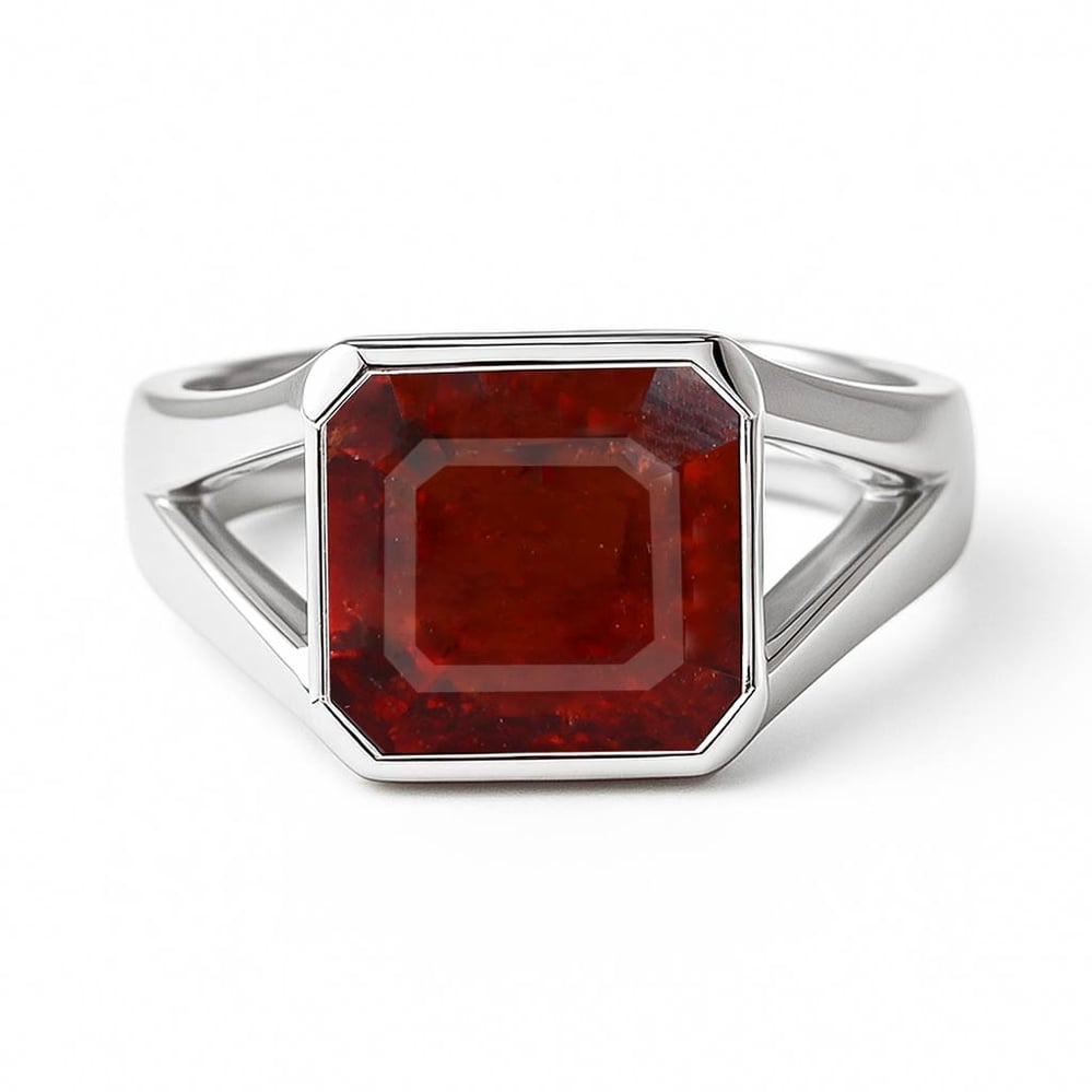 Traditional 925 Sterling Silver Hessonite Gomed Ring for Men