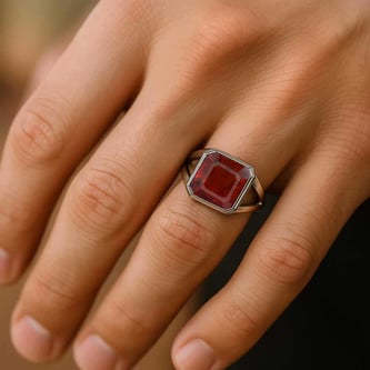 Traditional 925 Sterling Silver Hessonite Gomed Ring for Men