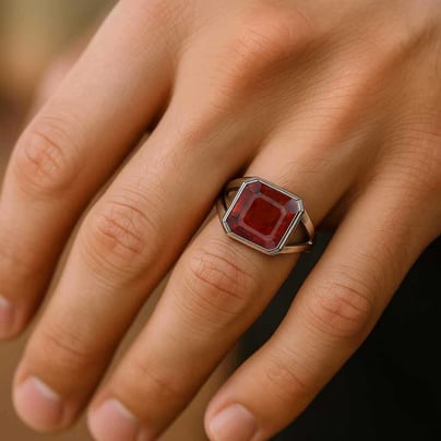 Traditional 925 Sterling Silver Hessonite Gomed Ring for Men
