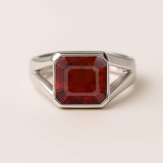 Traditional 925 Sterling Silver Hessonite Gomed Ring for Men