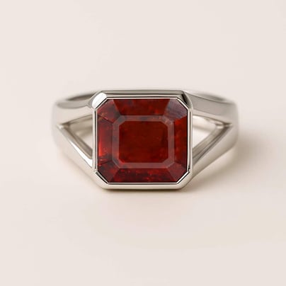 Traditional 925 Sterling Silver Hessonite Gomed Ring for Men