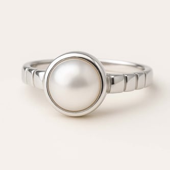 Traditional 925 Sterling Silver Pearl Ring for Men