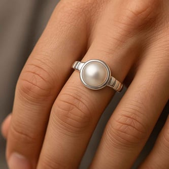 Traditional 925 Sterling Silver Pearl Ring for Men