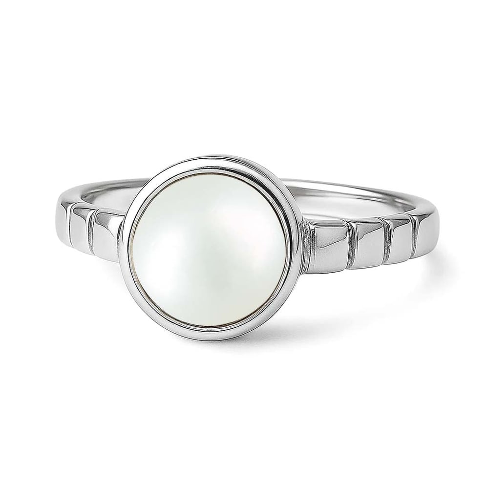 Traditional 925 Sterling Silver Pearl Ring for Men