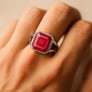 Traditional 925 Sterling Silver Ruby Ring for Men