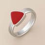 Traditional 925 Sterling Silver Triangle Red Coral Ring for Men