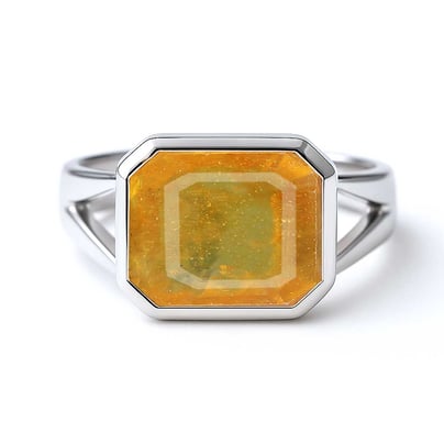 Traditional 925 Sterling Silver Yellow Sapphire Ring for Men