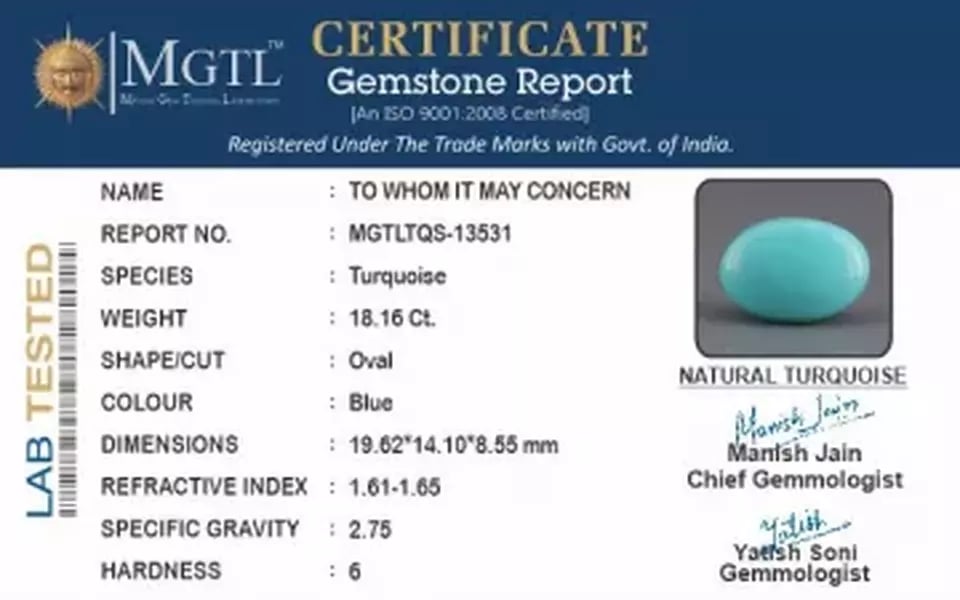 Turquoise - 18.16 Carat Prime Quality TQS-13531