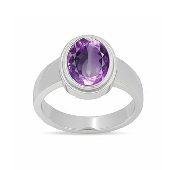 Unique Crafted Sterling Silver Amethyst Stone Ring for Men