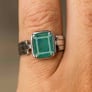 Unique Crafted Sterling Silver Emerald Stone Ring for Men