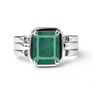 Unique Crafted Sterling Silver Emerald Stone Ring for Men
