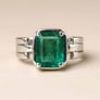 Unique Crafted Sterling Silver Emerald Stone Ring for Men