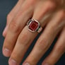 Unique Crafted Sterling Silver Hessonite Gomed Stone Ring for Men