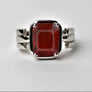 Unique Crafted Sterling Silver Hessonite Gomed Stone Ring for Men