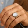 Unique Crafted Sterling Silver Opal Stone Ring for Men