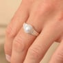 Unique Crafted Sterling Silver Pearl Stone Ring for Men