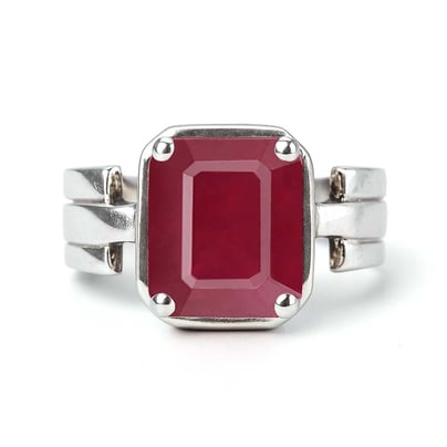 Unique Crafted Sterling Silver Ruby Stone Ring for Men
