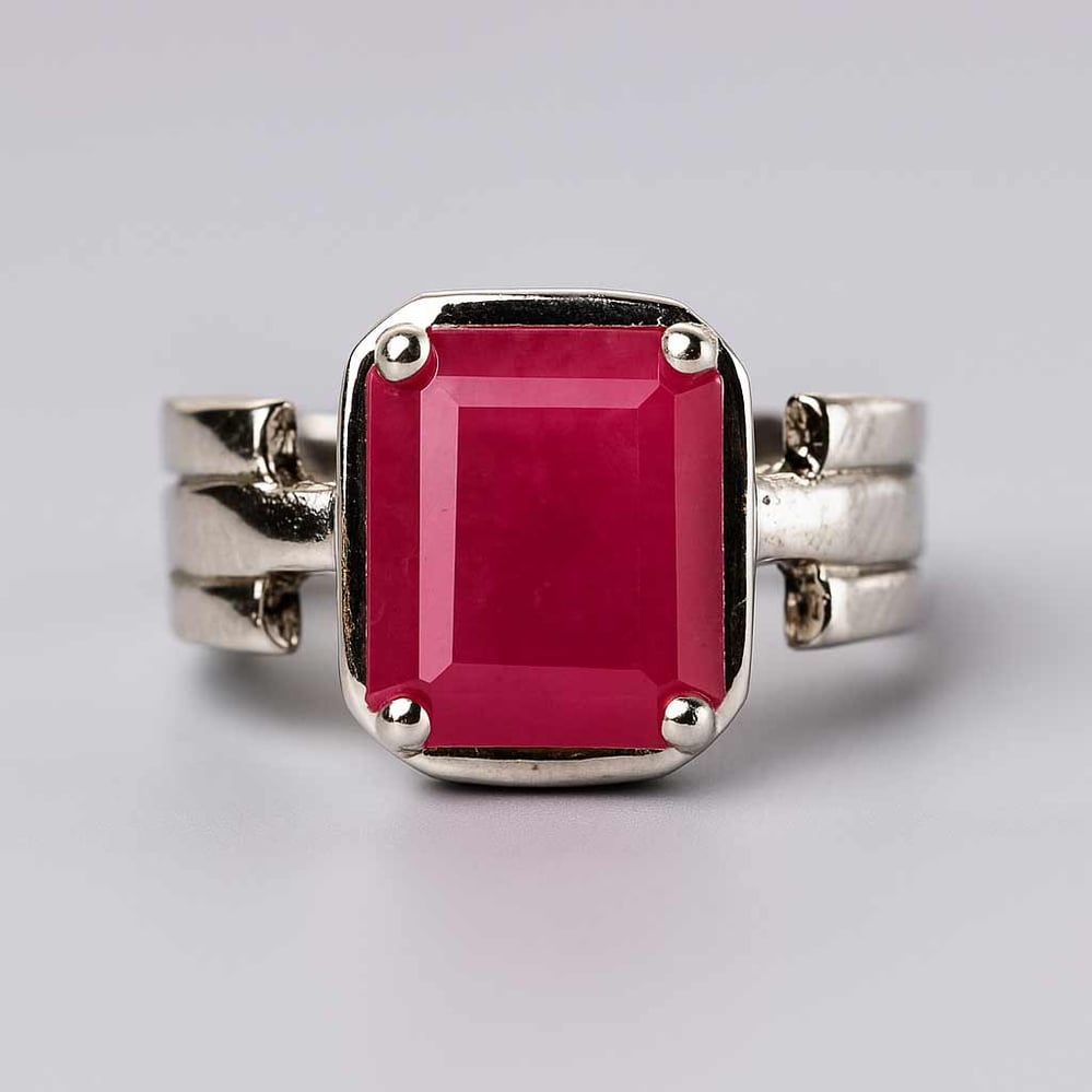 Unique Crafted Sterling Silver Ruby Stone Ring for Men