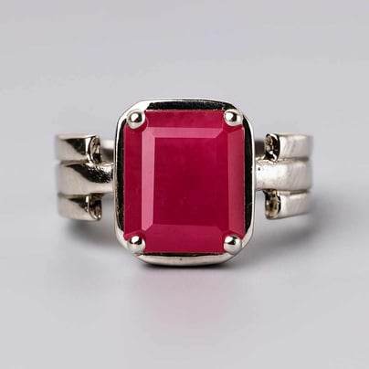 Unique Crafted Sterling Silver Ruby Stone Ring for Men