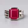 Unique Crafted Sterling Silver Ruby Stone Ring for Men