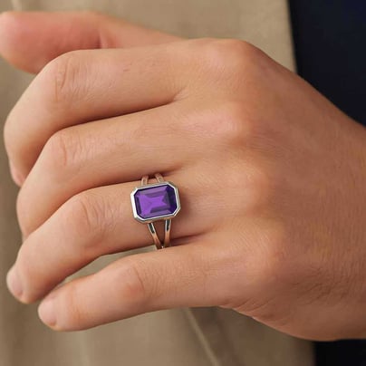 Shop Vintage 925 Sterling Silver Amethyst Men's Ring Online MyRatna