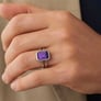 Vintage 925 Sterling Silver Amethyst Men’s Ring