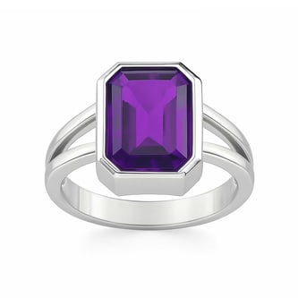 Vintage 925 Sterling Silver Amethyst Men’s Ring