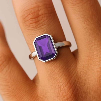 Vintage 925 Sterling Silver Amethyst Women’s Ring