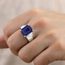 Vintage 925 Sterling Silver Blue Sapphire Men’s Ring