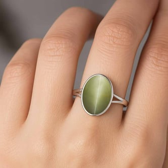 Vintage 925 Sterling Silver Cat's Eye Women’s Ring