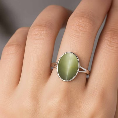 Vintage 925 Sterling Silver Cat's Eye Women’s Ring