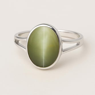 Vintage 925 Sterling Silver Cat's Eye Women’s Ring