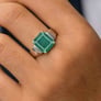 Vintage 925 Sterling Silver Emerald Men’s Ring