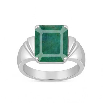 Vintage 925 Sterling Silver Emerald Men’s Ring