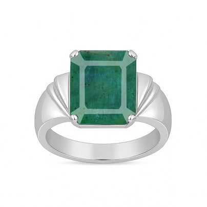 Vintage 925 Sterling Silver Emerald Men’s Ring