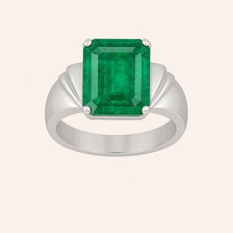 Vintage 925 Sterling Silver Emerald Men’s Ring