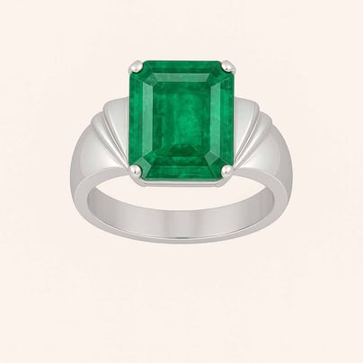 Vintage 925 Sterling Silver Emerald Men’s Ring