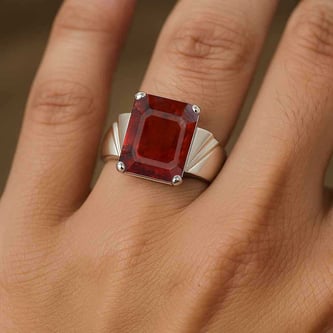 Vintage 925 Sterling Silver Hessonite Gomed Men’s Ring