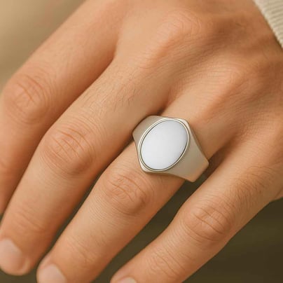 Vintage 925 Sterling Silver Opal Men’s Ring