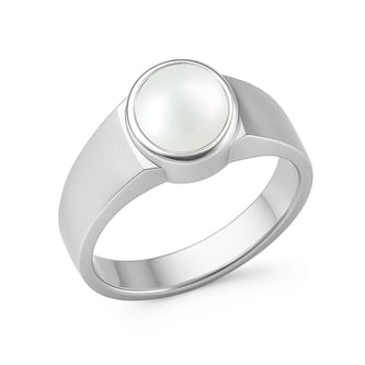 Vintage 925 Sterling Silver Pearl Men’s Ring