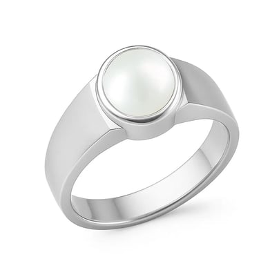 Vintage 925 Sterling Silver Pearl Men’s Ring