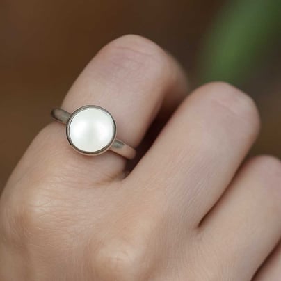 Vintage 925 Sterling Silver Pearl Women’s Ring