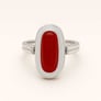 Vintage 925 Sterling Silver Red Coral Men’s Ring