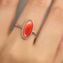 Vintage 925 Sterling Silver Red Coral Stone Women’s Ring