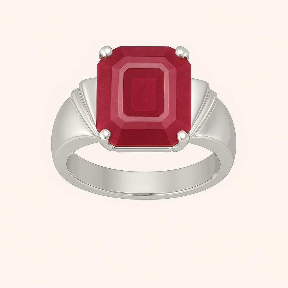 Vintage 925 Sterling Silver Ruby Men’s Ring