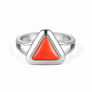 Vintage 925 Sterling Silver Triangle Red Coral Men’s Ring