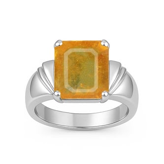 Vintage 925 Sterling Silver Yellow Sapphire Men’s Ring