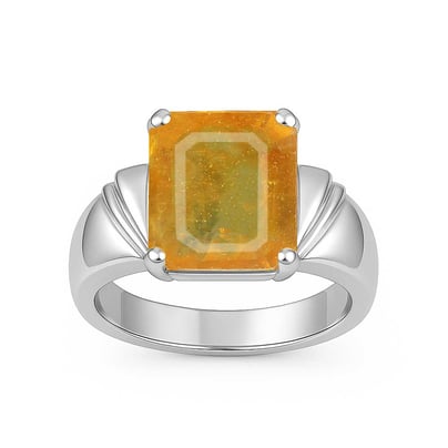 Vintage 925 Sterling Silver Yellow Sapphire Men’s Ring