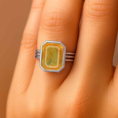 Vintage 925 Sterling Silver Yellow Sapphire Women’s Ring